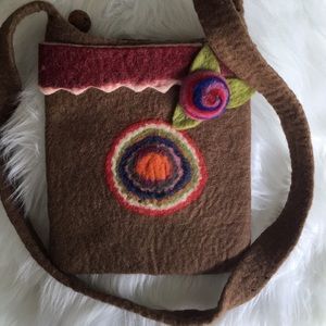 100% Wool Made in Nepal Boho Crossbody Bag/Purse